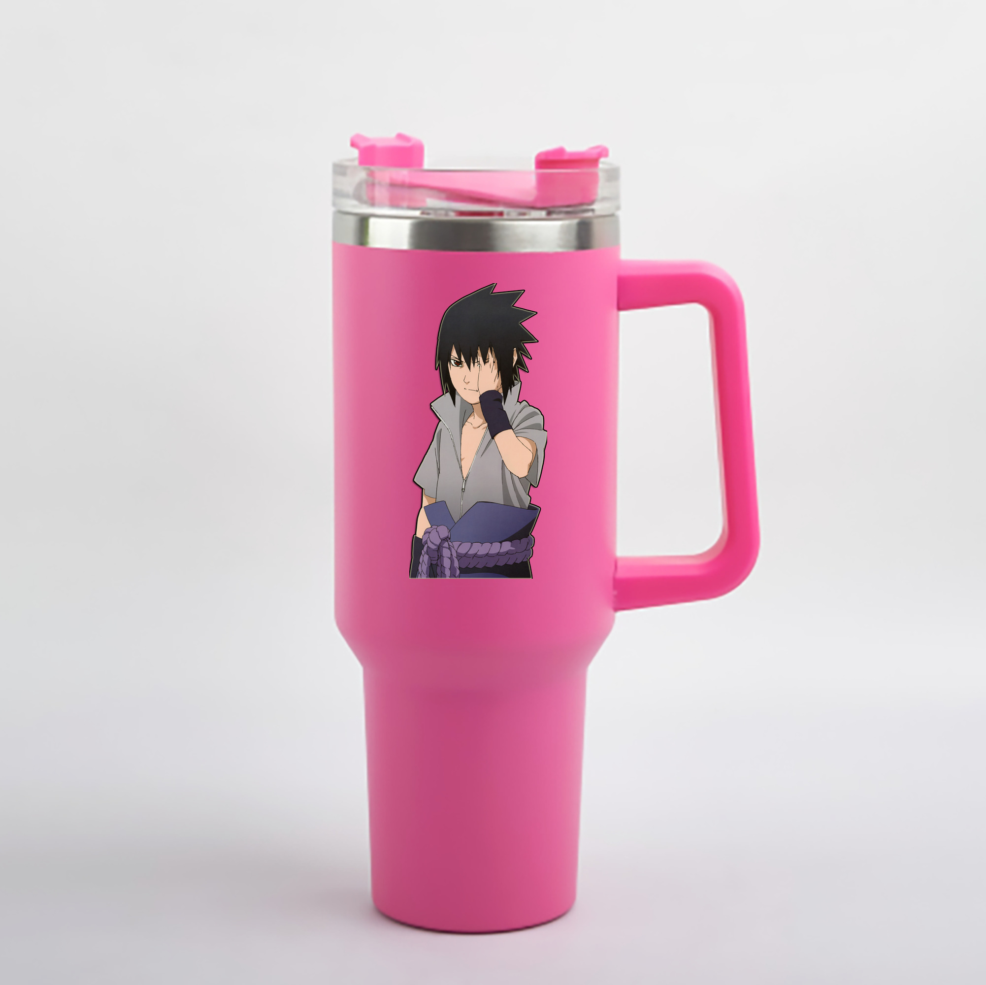 （画像用） NARUTO -ナルト- うちは サスケ Uchiha Sasuke 1200mL車用タンブラー - クリスタルステッカー（プラスチックストロー付き）